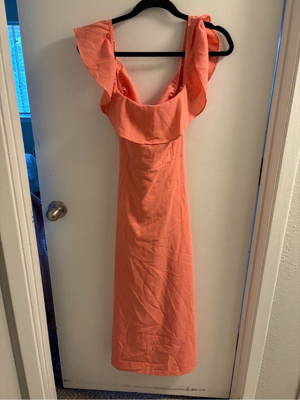 Sugarlips Coral-Pink Ruffle Strap Maxi Dress